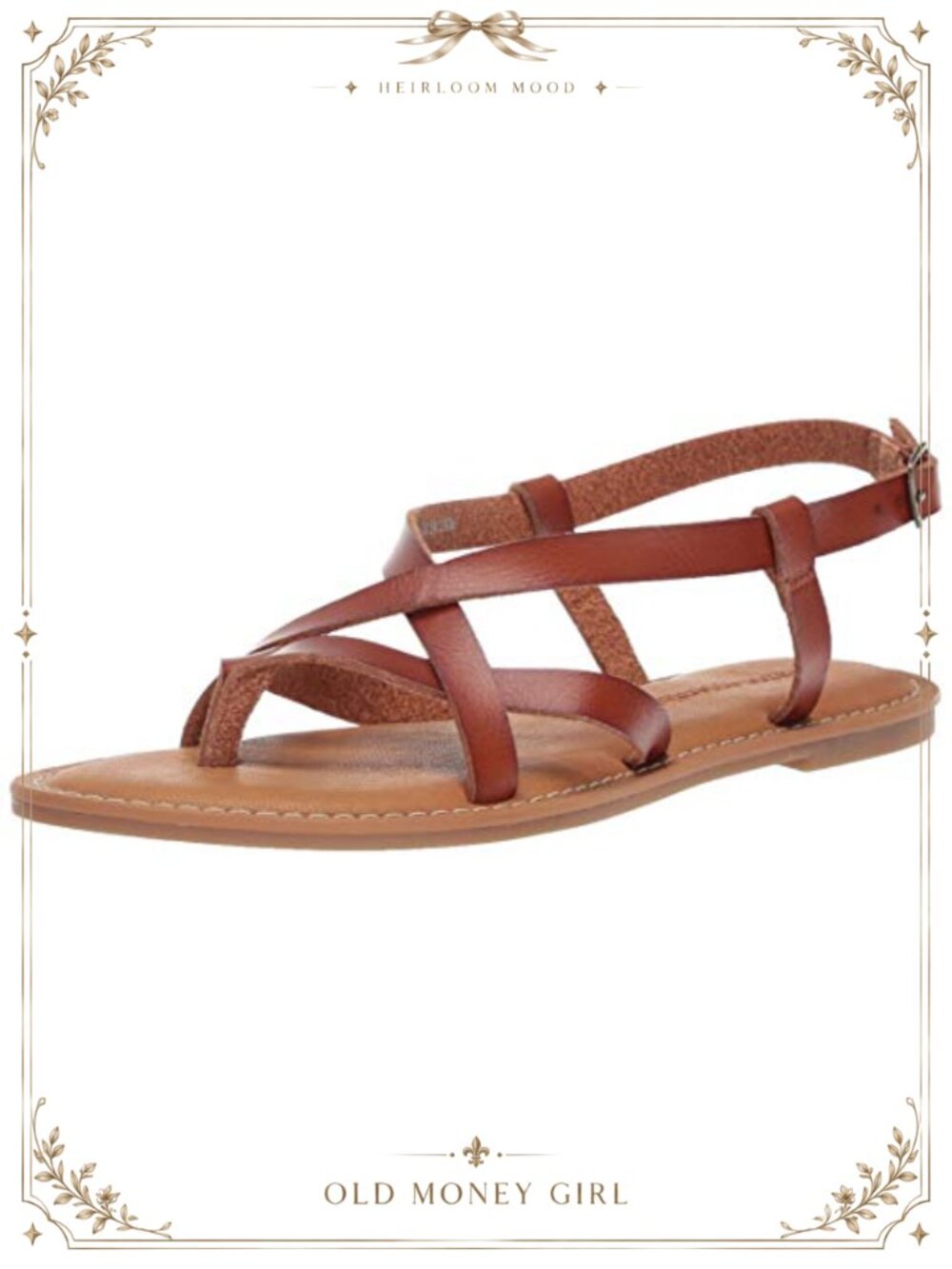Faux Leather Strappy Flat Sandals with Padded Insole Adjustable Ankle Strap